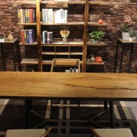 胡桃木全烘干实木大板简约原木北欧工业风设计师桌家用办公桌家具