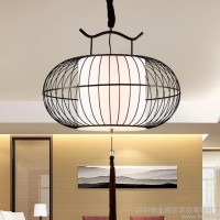 新中式鸟笼仿古吊灯中式创意个性鸟笼灯餐厅铁艺酒店设计